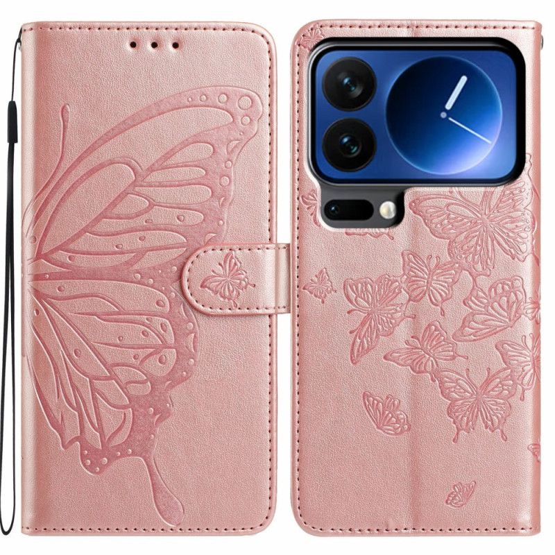 Flip Cover Til Xiaomi 17 Pro Graverede Sommerfugle