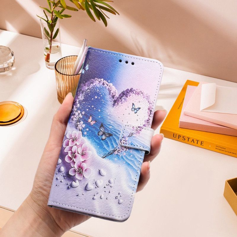 Flip Cover Til Xiaomi 17 Pro Sommerfugl Og Hjerte