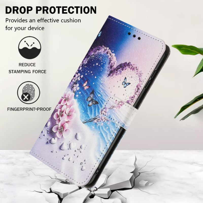 Flip Cover Til Xiaomi 17 Pro Sommerfugl Og Hjerte