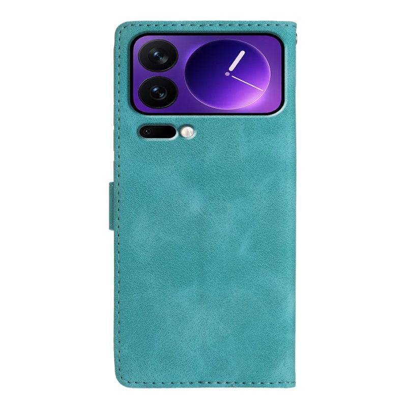Flip Cover Xiaomi 17 Pro Blomstermønster Med Ruskindseffekt
