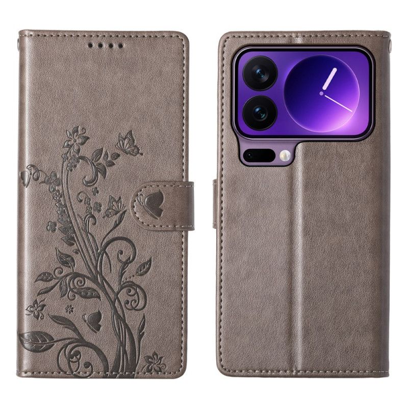 Flip Cover Xiaomi 17 Pro Blomstersommerfuglemønster