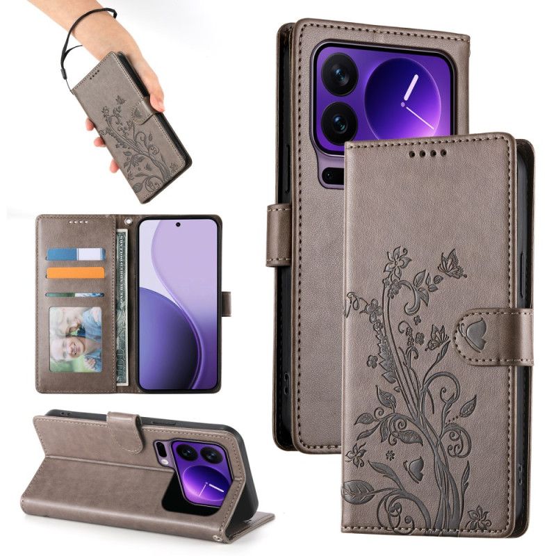 Flip Cover Xiaomi 17 Pro Blomstersommerfuglemønster