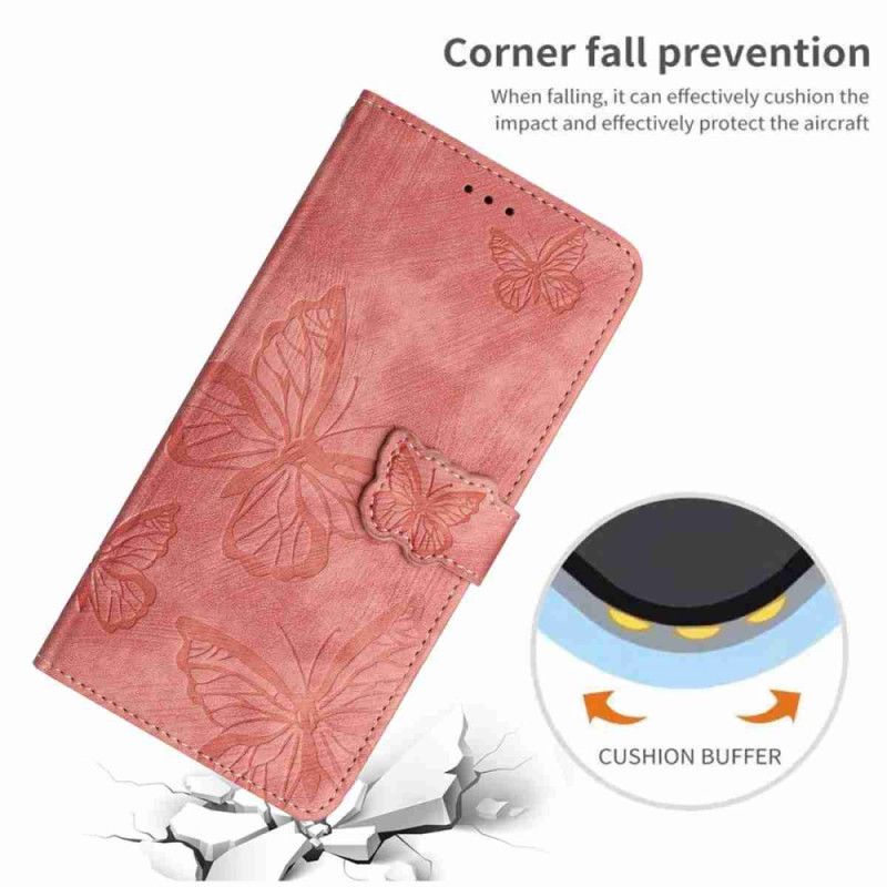 Flip Cover Xiaomi 17 Pro Sommerfugledesign Med Ruskindseffekt