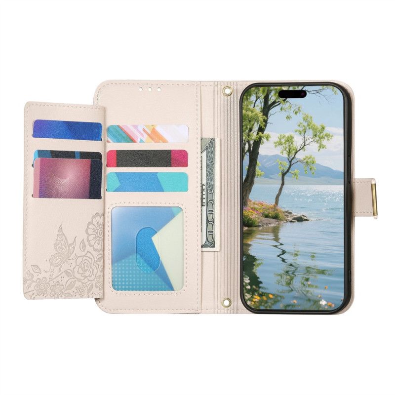 Læder Cover Xiaomi 17 Pro Blomster- Og Bladmønster