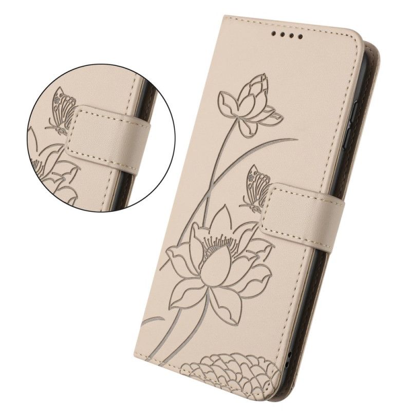 Læder Cover Xiaomi 17 Pro Telefon Etui Lotusmønster Med Snor