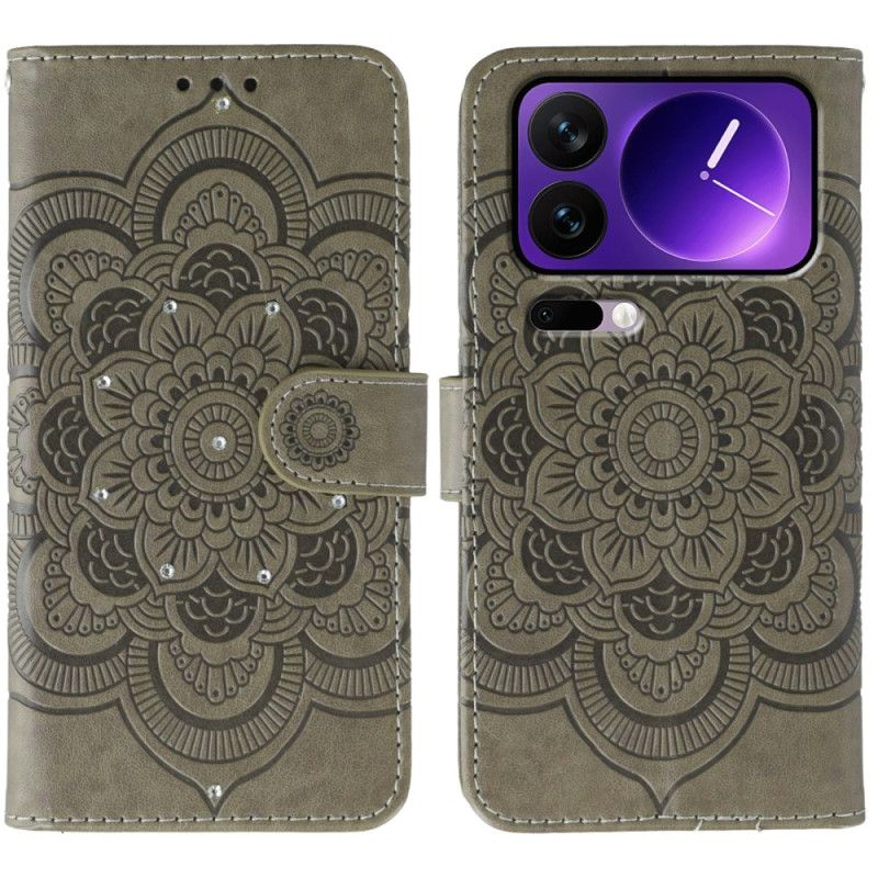 Læder Cover Xiaomi 17 Pro Telefon Etui Mandala Og Rhinsten