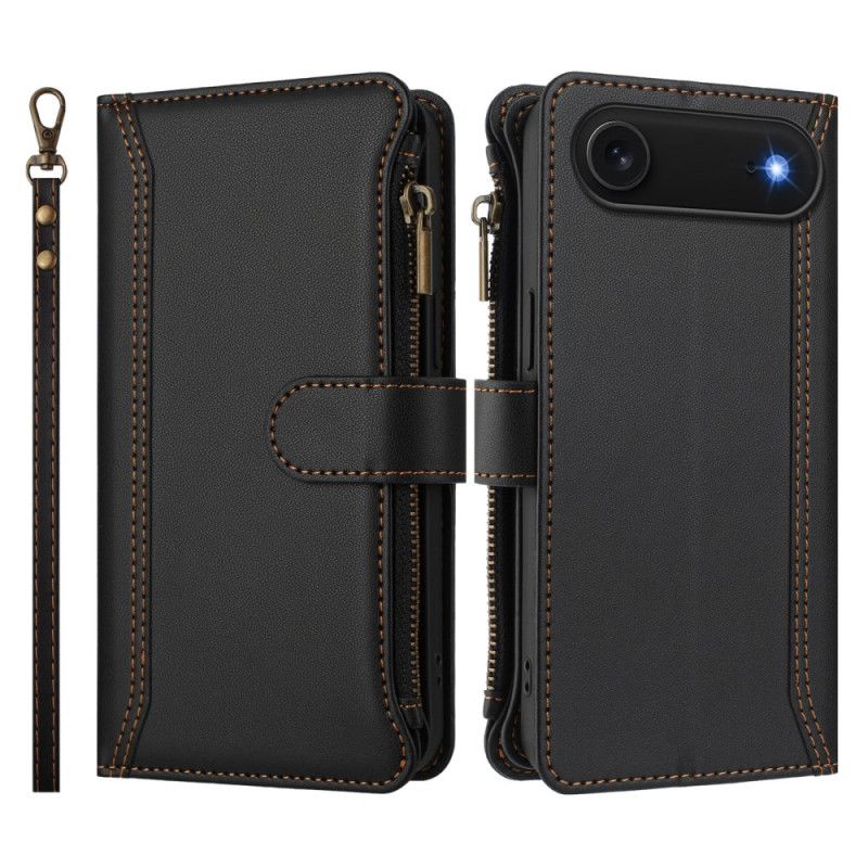 Læder Cover iPhone Air Pung Med 9 Kortpladser Og Rem
