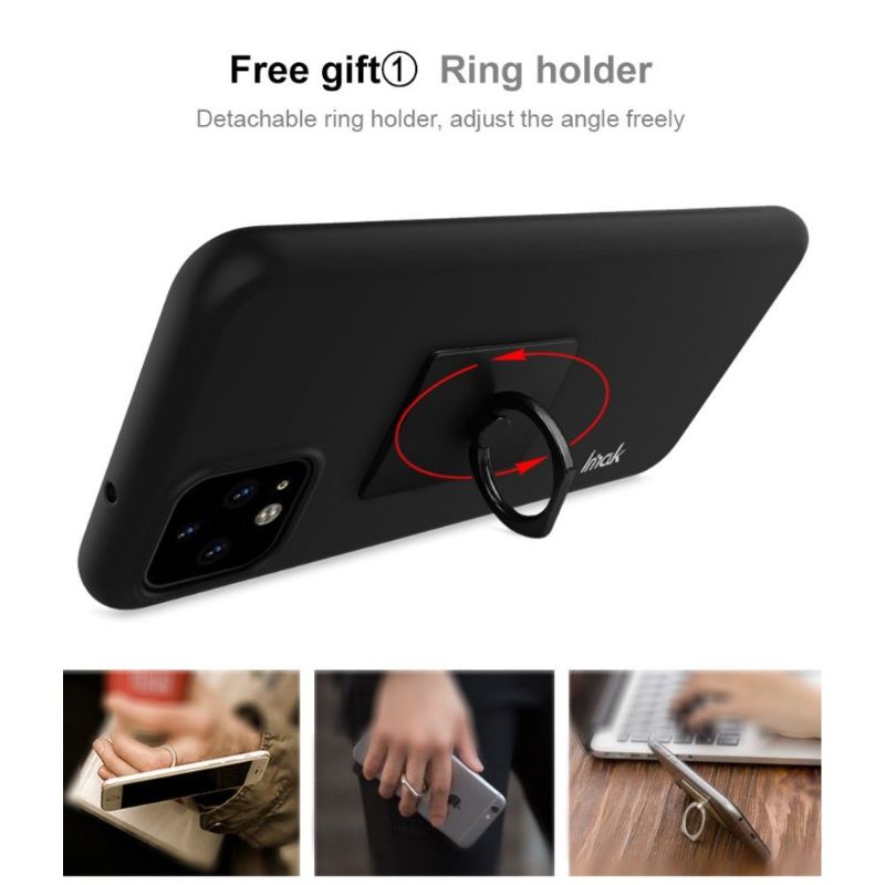 Google Pixel 4 Xl - Etui Med Stativ + Hærdet Glas - Mat Sort
