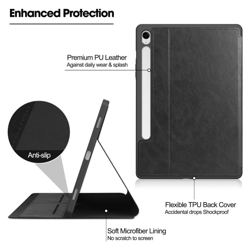 Etui Til Samsung Galaxy Tab S10 Fe Lædereffekt