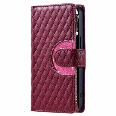 Læder Cover Oneplus 15r Quiltet Pailletpung