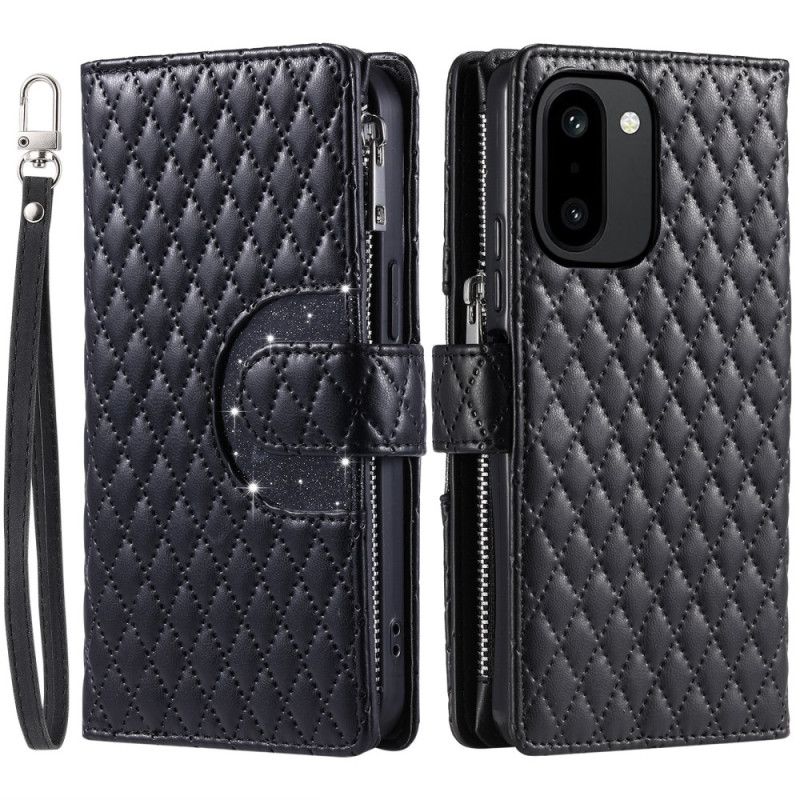 Læder Cover Oneplus 15r Quiltet Pailletpung