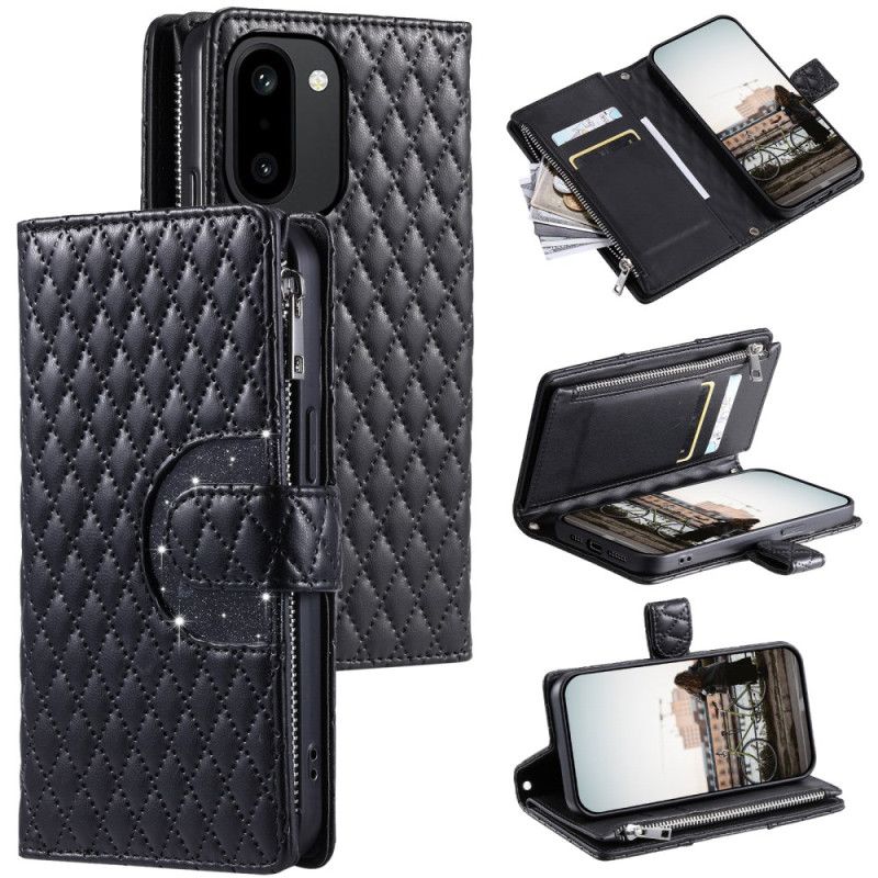 Læder Cover Oneplus 15r Quiltet Pailletpung