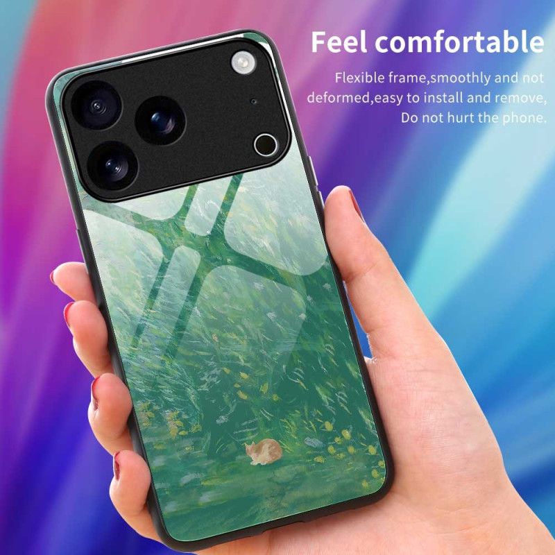 Cover iPhone 17 Pro Max Hærdet Glas Med Kattemaleri
