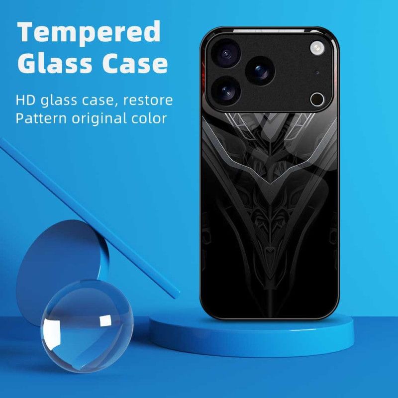 Cover iPhone 17 Pro Max Hærdet Glasdesign Sort