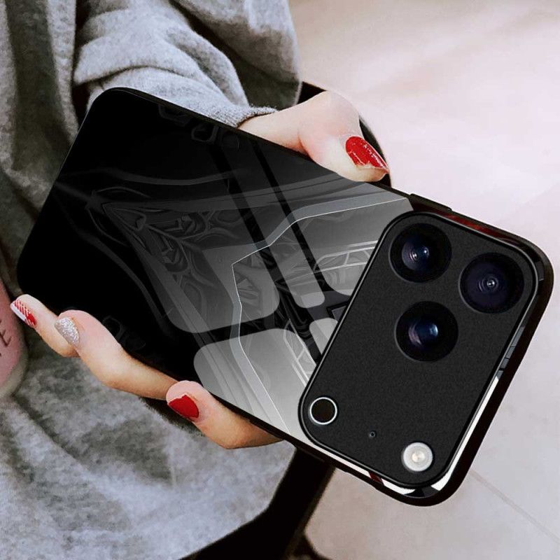 Cover iPhone 17 Pro Max Hærdet Glasdesign Sort