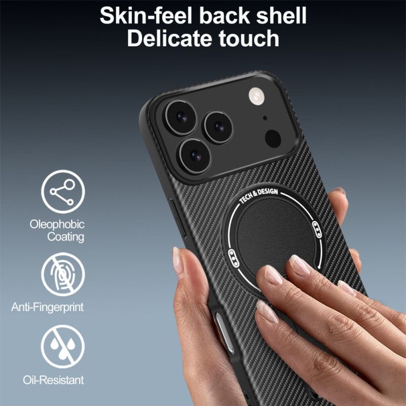 Cover iPhone 17 Pro Max Kulfibertekstur Med Støtteben