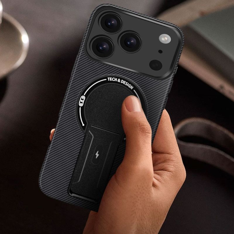 Cover iPhone 17 Pro Max Kulfibertekstur Med Støtteben
