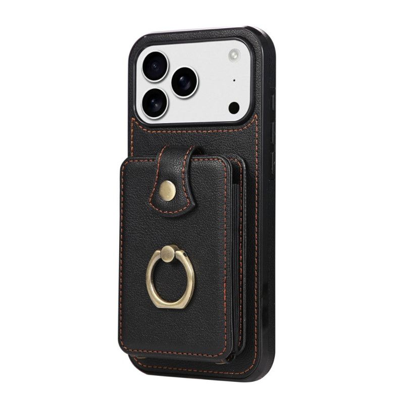 Cover iPhone 17 Pro Max Lædereffekt Med Kortholder Og Håndledsrem