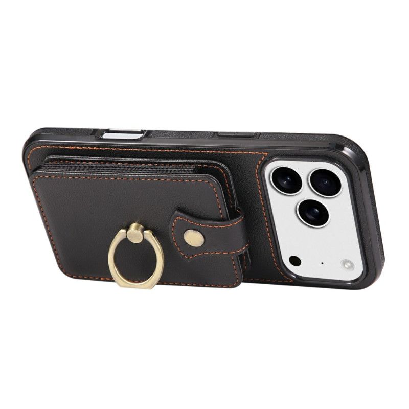 Cover iPhone 17 Pro Max Lædereffekt Med Kortholder Og Håndledsrem