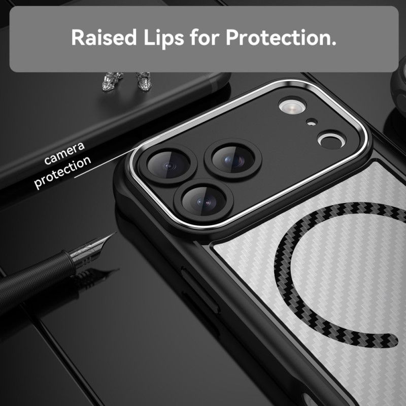 Cover iPhone 17 Pro Max Magsafe-kompatibel Gennemsigtig Kulfiber