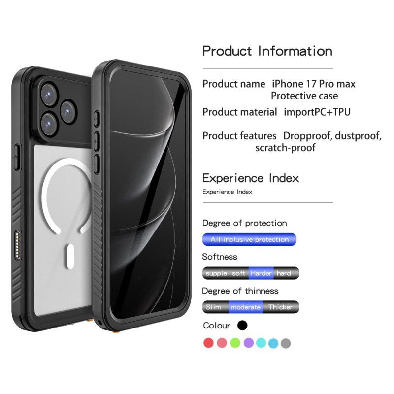 Cover iPhone 17 Pro Max Transparent Magsafe-kompatibel Vandtæt Ip68