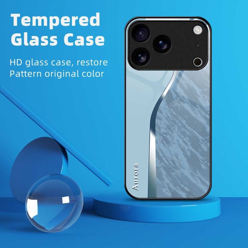 Cover Til iPhone 17 Pro Max Hærdet Glas Med Lyseblåt Design
