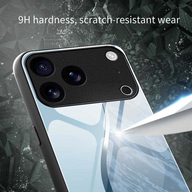 Cover Til iPhone 17 Pro Max Hærdet Glas Med Lyseblåt Design