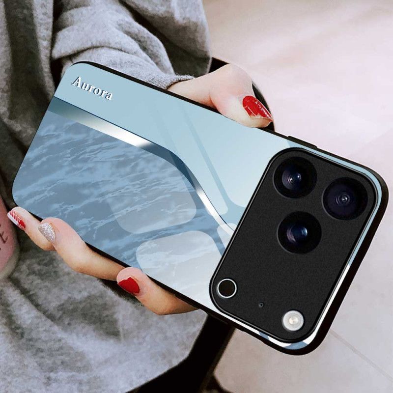 Cover Til iPhone 17 Pro Max Hærdet Glas Med Lyseblåt Design