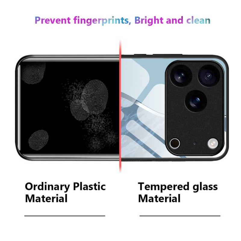 Cover Til iPhone 17 Pro Max Hærdet Glas Med Lyseblåt Design