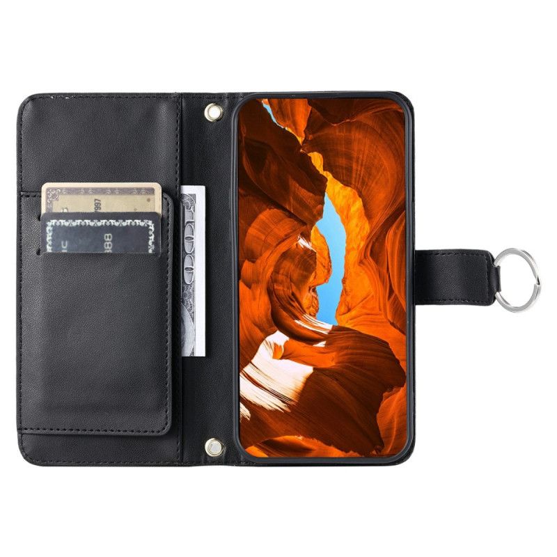 Flip Cover iPhone 17 Pro Max Quiltet Med Snor Og Skulderrem