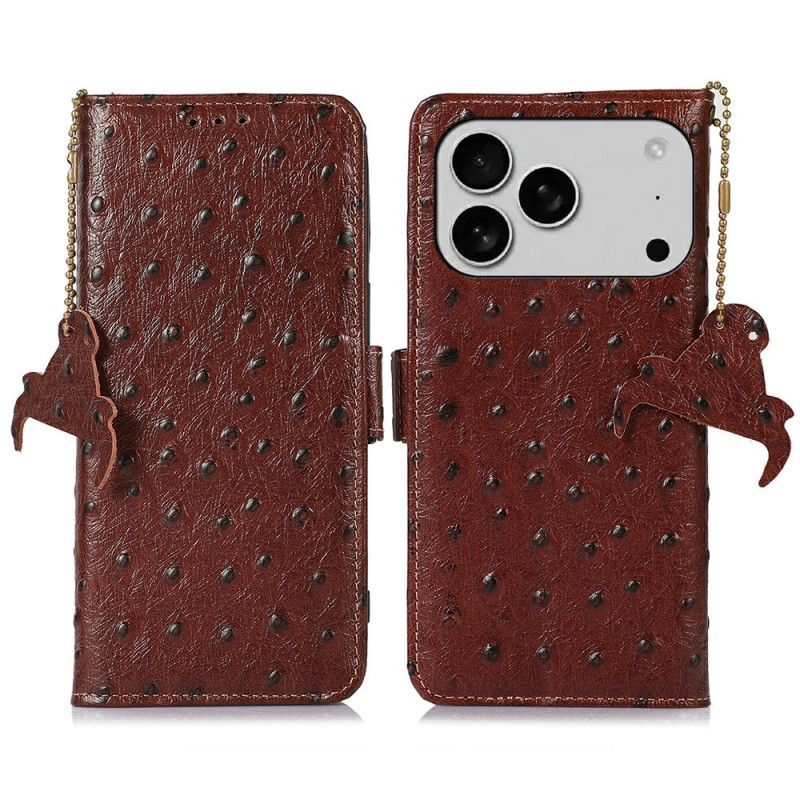 Flip Cover iPhone 17 Pro Max Rfid Strudsetekstureret Læder