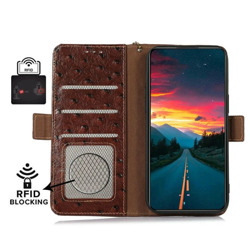 Flip Cover iPhone 17 Pro Max Rfid Strudsetekstureret Læder