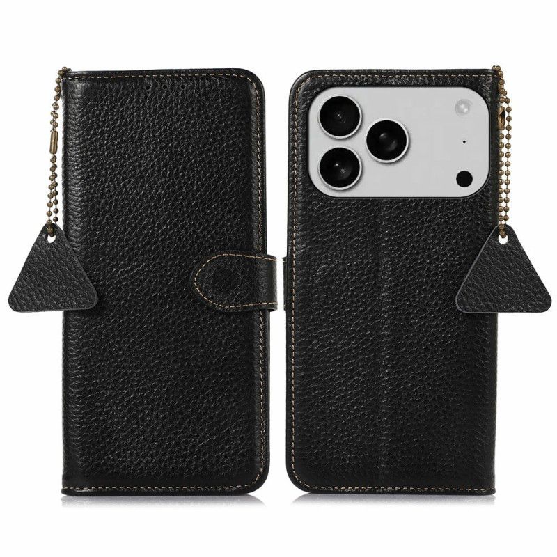 Flip Cover iPhone 17 Pro Max Rfid Tekstureret Litchilæder