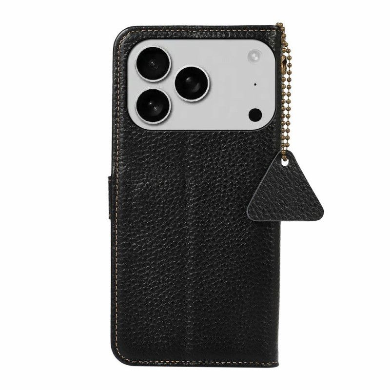 Flip Cover iPhone 17 Pro Max Rfid Tekstureret Litchilæder