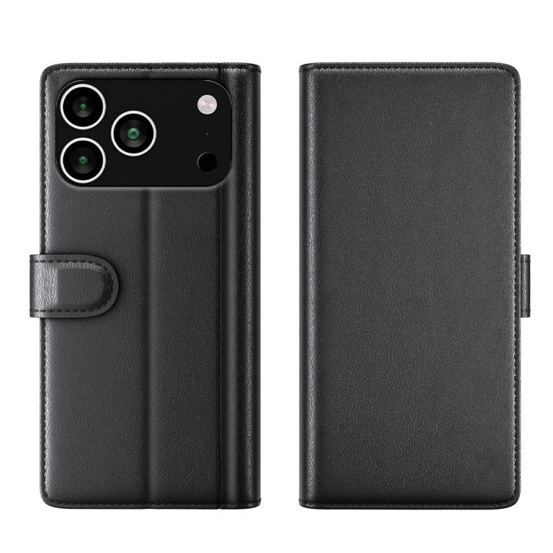 Flip Cover Til iPhone 17 Pro Max Pung I Ægte Læder