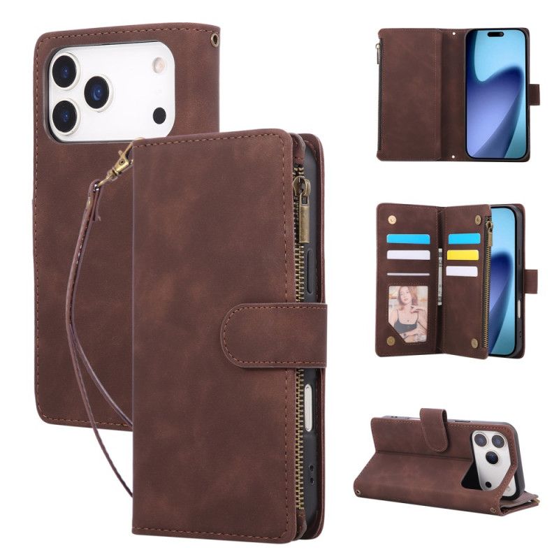 Flip Cover Til iPhone 17 Pro Max Pung Med Ruskindseffekt