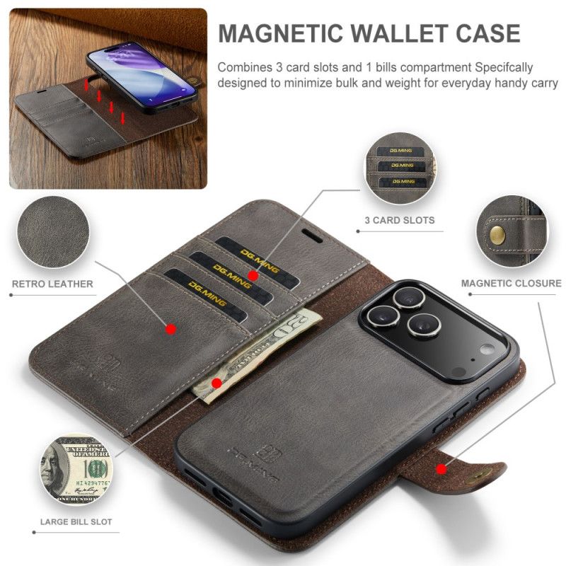 Læder Cover iPhone 17 Pro Max Telefon Etui Aftagelig Dg.ming