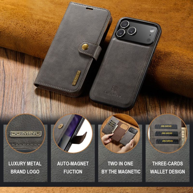 Læder Cover iPhone 17 Pro Max Telefon Etui Aftagelig Dg.ming