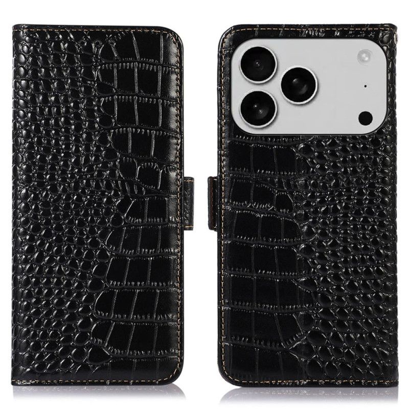 Læder Cover iPhone 17 Pro Max Telefon Etui Krokodilletekstureret Læder