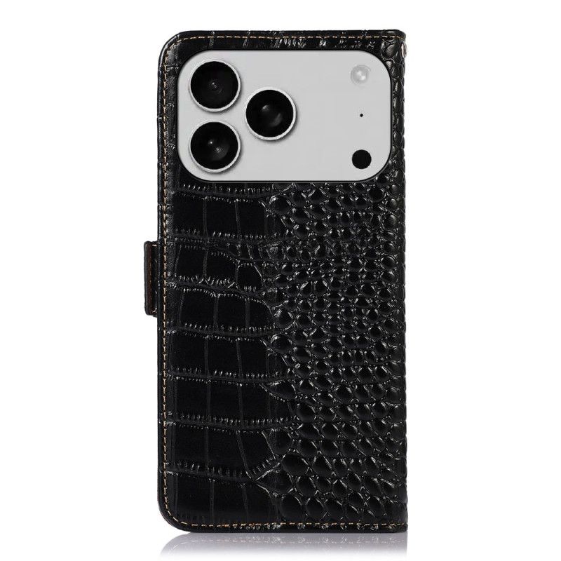 Læder Cover iPhone 17 Pro Max Telefon Etui Krokodilletekstureret Læder