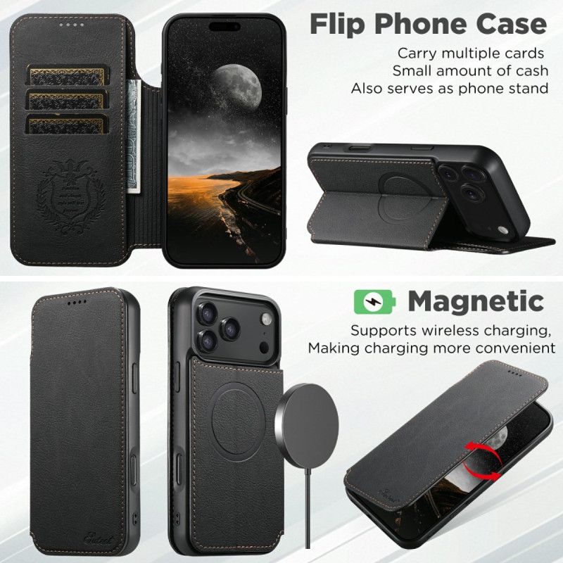Læder Cover iPhone 17 Pro Max Telefon Etui Magsafe-kompatibel Suteni