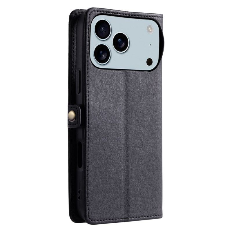 Læder Cover iPhone 17 Pro Max Telefon Etui Pung Og Snor