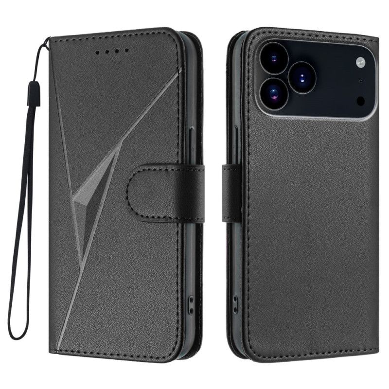Læder Cover iPhone 17 Pro Max Telefon Etui Trekantprint