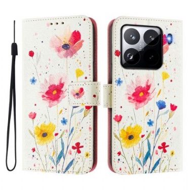 Flip Cover Til Xiaomi 15 Pro Blomstermønster