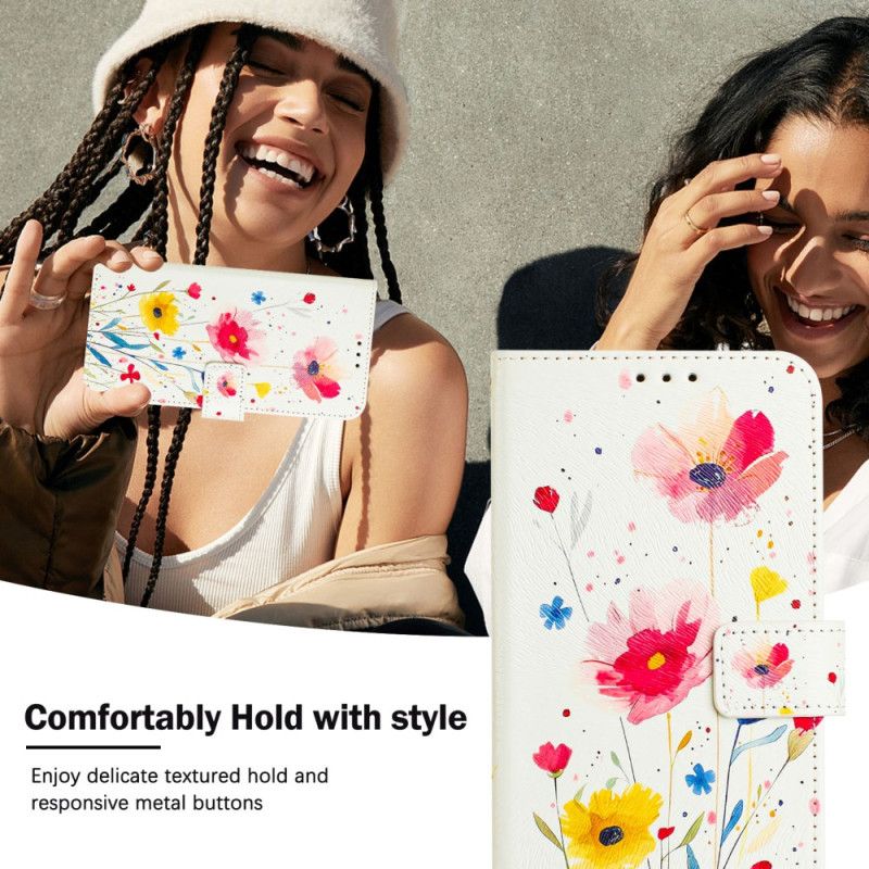 Flip Cover Til Xiaomi 15 Pro Blomstermønster