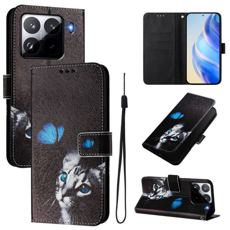 Flip Cover Til Xiaomi 15 Pro Sommerfugl Og Kat