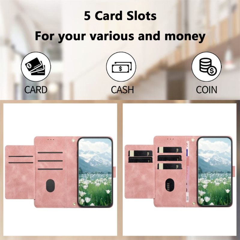 Flip Cover Xiaomi 15 Pro 9 Kortholdere Med Tulipanmønster