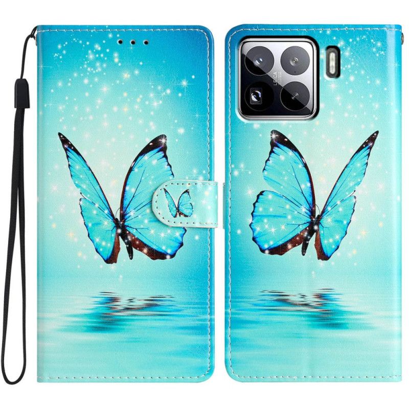 Flip Cover Xiaomi 15 Pro Blå Sommerfugl I Flugt
