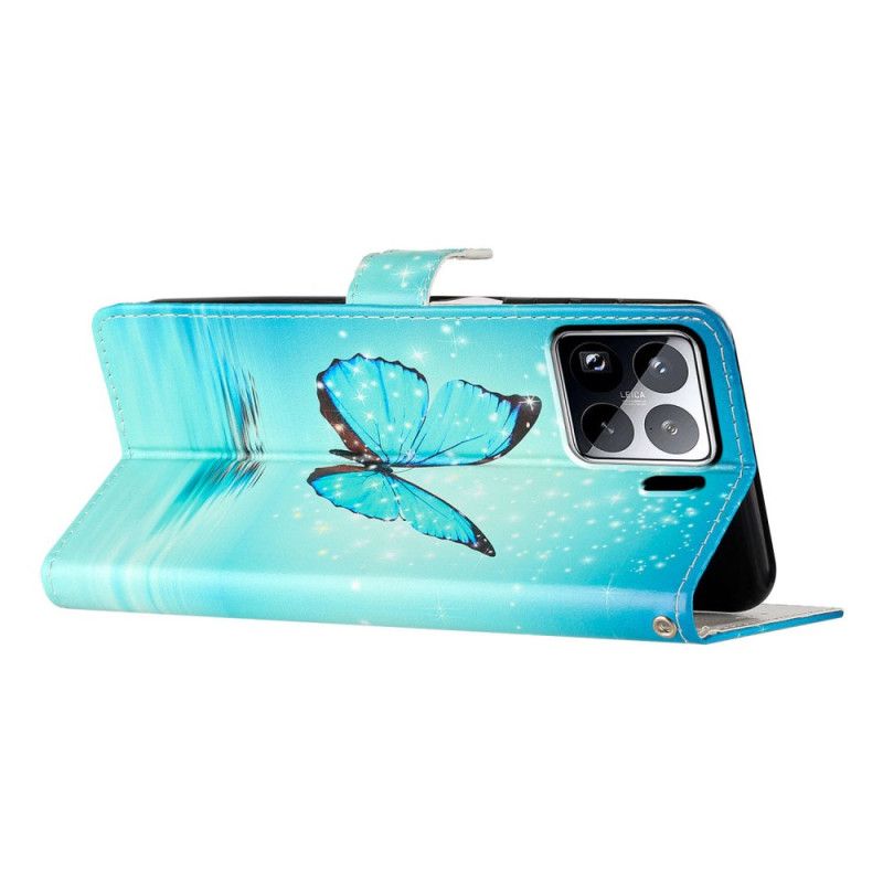 Flip Cover Xiaomi 15 Pro Blå Sommerfugl I Flugt