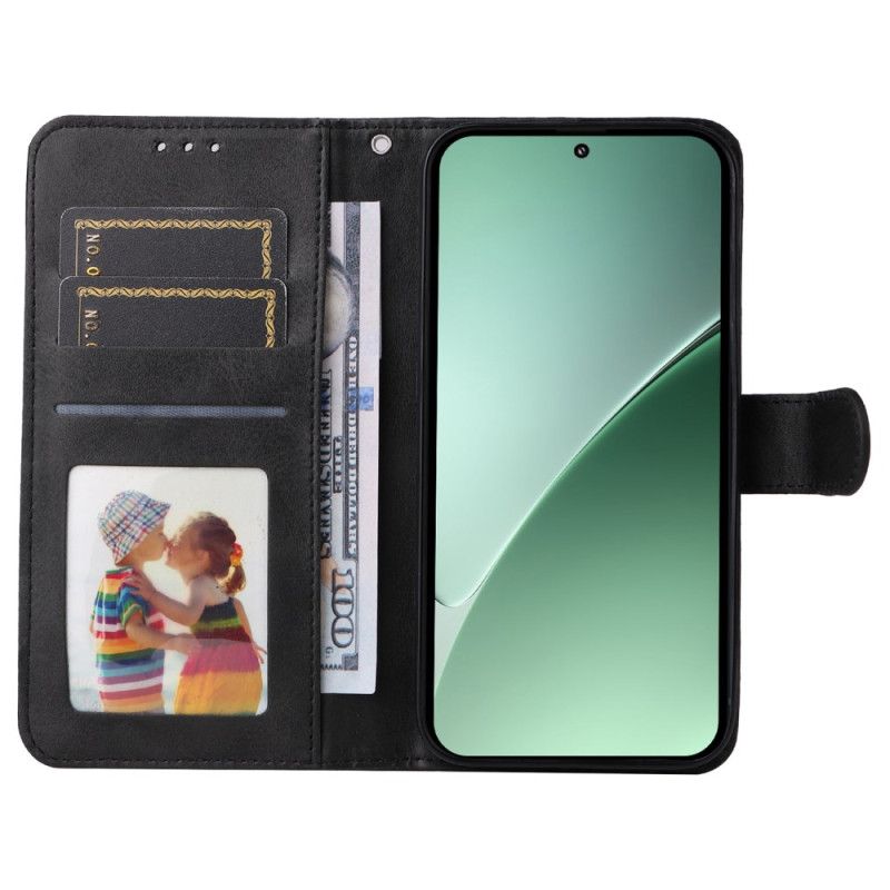 Flip Cover Xiaomi 15 Pro Ensfarvet Lædereffekt Med Rem